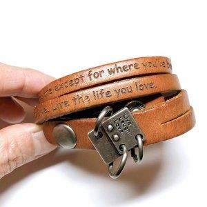 Inspirational Leather Snap Wrap Bracelet